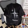 Camiseta de Manga Corta Pesada para Hombre, Marca de Tendencia Verano 2024, Nuevo Estilo Europeo y Americano, Parte Superior de Pareja con Estampado de Letras Lavado Vintage Gamuza
