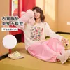 Pijama feminino de manga longa, coleção outono/inverno 2026, material de algodão com bojo embutido para evitar transparência, com estampa de desenho animado, adequado para usar em casa ou como roupa para sair.