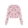 Suéter de Punto para Mujer Otoño Nuevo Sabor Leche Mariposa Dulce Nudo Top Corto Chaqueta Cárdigan