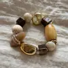 Pulseira de Contas Irregulares Maillard Usada, Estilo Boêmio, Retrô, Alto Padrão, Marrom, Realçadora da Pele, Pulseira Personalizada