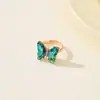 Set de Aretes, Collar, Anillo y Pulsera de Cristal con Diamantes de Mariposa de Colores, Moda Europea y Americana Popular Transfronteriza, Elegante para Mujer