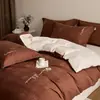 Juego de cama de cuatro piezas de algodón de fibra larga de alta calidad, jacquard tridimensional, bordado exquisito, 100% algodón, estilo romántico, colorblock