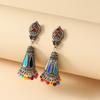 Pendientes de campana de aleación de estilo bohemio para mujer, pendientes vintage con gotas de aceite de diamante, estilo étnico, joyería para las orejas, punto transfronterizo