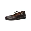 Sapatos femininos baixos estilo francês, novo modelo outono 2026, bico redondo, salto grosso de 2cm, corte baixo, sapatos Mary Jane versáteis