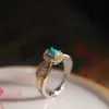 Anillo Renpin Yinpin de Plata S925 Incrustado con Turquesa, Anillo Moderno y Sencillo, Joyería Versátil Personalizada Exquisita de Lujo Ligero para Mujer