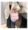 Bolso bandolera de algodón sencillo de estilo coreano para mujer, bolso de mano tipo cubo, a la moda, combinable con todo, 2024