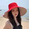 Sombrero de pescador de ala ancha estilo japonés para mujer verano algodón y lino fino plegable cubierta facial protección solar cara sombrero de cuenca pequeño