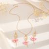 Cross border saia rosa ballet menina colar moda jóias terno clavícula corrente brincos de cristal diamante europeu e americano mulheres