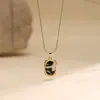 Novo Colar Popular Transfronteiriço de Aço Inoxidável com Pingente de Moldura Retangular Lisa Espelhada, Colar Dourado 18K Não Desbota