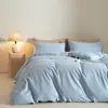 Juego de Cama de Satén de Algodón 100S de Fibra Larga de Alta Gama, Cuatro Piezas, Cálido para Otoño e Invierno, Sábana y Funda de Edredón de Algodón Puro