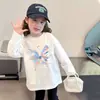 Top Casual Lindo para Niñas Primavera y Otoño Nuevo Estampado de Dibujos Animados Prenda Base Elegante Algodón Puro Transpirable Camiseta de Manga Larga