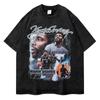 Camiseta de Manga Corta Kaili Irving para Hombre Verano High Street Manga Media Lavado Pesado Flor Frita Americano Retro Calle Suelta Baloncesto
