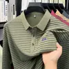 Nueva Camisa Polo Casual de Manga Larga para Hombre de Primavera y Otoño, Camiseta de Rayas con Bolsillo y Cuello para Hombres de Mediana Edad y Mayores, Top Básico