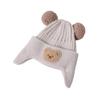 Gorro de bebé lindo con protección para las orejas de oso, gorro de lana, invierno, grueso, cálido, gorro de punto para niños, gorro de bebé coreano