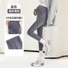 Leggings de maternidade para primavera e outono, novo modelo fino 2026 tamanho grande calça tubarão Barbie, calça de maternidade que não escorrega