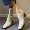 Botas únicas de tacón alto y ajustadas con punta cuadrada y plataforma, botines para mujer, adelgazantes y que aumentan la altura, botas ajustadas elásticas para personas menudas