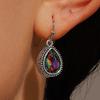 Pendientes de cristal con forma de gota de agua de colores retro de moda transfronteriza europea y americana, exquisitos pendientes de mujer que combinan con todo, pendientes de temperamento populares