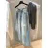 Jeans Rectos de Cintura Alta Lavados Versátiles Adelgazantes Estilo Callejero Coreano Otoño Dulce para Mujer 66927