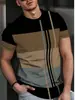 Camiseta Masculina de Verão Cross-Border 2026 com Listras Coloridas em Blocos Estilo Europeu e Americano Casual com Gola Redonda Atacado em Estoque