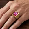 Anillo de titanio para hombre con patrón de la Gran Muralla retro punk personalizado, gema, joyería de mano de alta gama hip-hop, ventas directas de fábrica