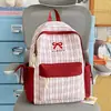 Mochila de estilo japonés ins con bloques de color a cuadros para estudiantes de secundaria y universidad, mochila de viaje con lazo y cinta para chicas