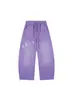 Pantalones de Chándal Retro Americanos Desgastados con Estampado de Letras para Mujer, Nuevo Ajuste Holgado con Efecto Caída, Pantalones Largos Casuales de Pierna Ancha Adelgazantes para Jazz