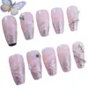 Venta Caliente Comercio Exterior Uñas Artísticas Uñas Portátiles Moda Sencilla Fresco Línea de Purpurina Mariposa Larga Ballet Uñas Portátiles Mayoreo