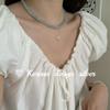 Estilo Ins Corea del Sur Nicho Hecho a Mano Cadena para Clavícula Plata de Ley S925 Aguamarina Natural Collar Apilable Versátil Sentido de Alta Calidad