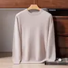 Suéter 100% caxemira pura, masculino, gola redonda, modelagem solta, estilo business casual, tricô quente para outono e inverno, perfeito como camada base