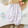 Pantalones Bombachos Finos de Primavera y Verano para Bebé Niña 2024 Nuevo Lindo Estampado de Dibujos Animados Flor Aire Acondicionado Antimosquitos Pantalones al Tobillo