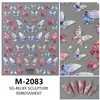 Nueva manicura primaveral colorida con pequeñas flores silvestres, pegatinas de manicura con relieve, pintura al óleo romántica, pegatinas frescas, sencillas y bonitas para uñas.