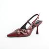 2024 personalizado bico fino salto alto stiletto couro envernizado feminino bico fino tiras sandálias estilo socialite sapatos únicos femininos