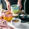 Cuenco de cerámica con esmalte de color nórdico vajilla para el hogar tazón pequeño tazón para frutas tazón para sopa de fideos tazón para arroz tazón de estilo simple tazón de estilo simple