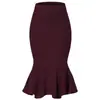 Falda de Cola de Pez Estilo Europeo y Americano Ajustada a la Cadera, Elegante Falda de Cintura Alta Ajustada, Falda Negra Casual para el Trabajo, Falda de Moda para Mujer