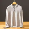 Otoño/Invierno 2026 Nuevo Suéter de Punto Fino de Seda Cachemir con Cuello Polo Manga Larga para Hombre Color Sólido Suéter de Cachemir para Negocios