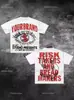 Camiseta con Estampado Distintivo Estilo Americano Street Gothic Algodón Puro Primavera y Otoño Nuevo Estilo Estilo Retro para Hombres y Mujeres Pareja