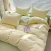 Juego de Cuatro Piezas de Waffle de Alto Peso Hecho a Medida por el Fabricante, Sábana Individual, Funda Nórdica, Funda de Almohada, Color Sólido, Lavable a Máquina, Juego de Tres Piezas