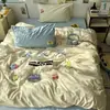 Conjunto de Roupa de Cama Classe A Quatro Peças Algodão Puro Lençóis de Cama Capa de Edredom Capa de Edredom Lençóis de Cama Conjunto de Três Peças para Dormitório de Estudante 4 Estações