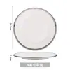 Plato de Cena Occidental de Cerámica con Borde Plateado, Plato Redondo, Plato para el Hogar, Plato para Filete, Plato para Pasta, Plato Bajo, Plato Plano, Vajilla de Lujo Accesible de Gama Alta