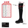 Tamanho plus size Botas Femininas para Mulheres Plus Size Botas de Cano Alto com Solado Grosso Femininas 2024 Outono e Inverno Novas Fivela de Cinto Botas Finas Camurça Solado Grosso Feminino