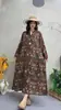 Vestido Longo Estampado Vintage de Algodão e Linho Novo para Primavera e Outono, Soltinho Plus Size Floral Decote V Manga Longa Linha A Venda por Atacado