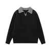 Suéter de punto trenzado con solapas para hombre, corte holgado, primavera y otoño, estilo americano moderno, jersey de punto de dos piezas simulado con cuello polo