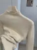 KEKEZOON Malha de Gola Semi-alta Camada Base Outono Inverno Slim Fit Roupa Íntima Macia e Aderente Suéter de Manga Longa Top 9394