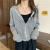 Sudadera con capucha y cremallera Real Waffe Europea y Americana para Mujer Primavera y Otoño Delgada Holgada Adelgazante Versátil Casual Manga Larga
