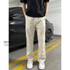 Pantalones Casuales Versátiles de Corte Diagonal, Gruesos, Forrados de Polar, Estilo Americano, Tendencia, Básicos para Hombre, Delgados y que Alargan la Figura, Pantalones Largos de Campana de Moda