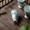 Gusano de Porcelana Flor de Estrella Pintada a Mano Taza Alta Taza Maestra de Cerámica Taza Alta Juego de Té Kung Fu Taza Individual para Té