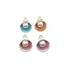 1 colgante de pulsera de concha de perla de la serie marina, accesorios de bricolaje, colgante de vida marina de estilo veraniego, accesorios pequeños