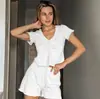 Comércio Exterior Europa e Estados Unidos Nova Malha Macia Roupas de Casa Pulôver Cordão Manga Curta Shorts Conjunto de Duas Peças Malha Pijama Feminino