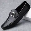 Mocassins Masculinos de Couro Genuíno Novos Sapatos de Negócios Britânicos Respiráveis Solado Macio Sapatos Casuais Preguiçosos Slip-on Sapatos de Feijão Masculinos