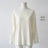 Camiseta negra de manga larga estilo casual para mujer, corte holgado, cuello redondo, tacto relajado, capa base otoño/invierno, top amigable con la piel